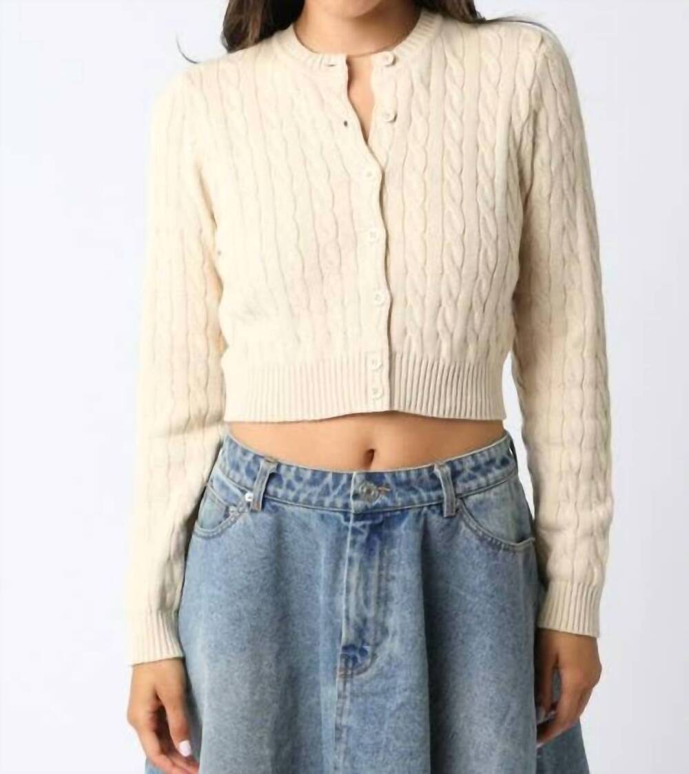 NEW OLIVACEOUS sara button knit top in ecru